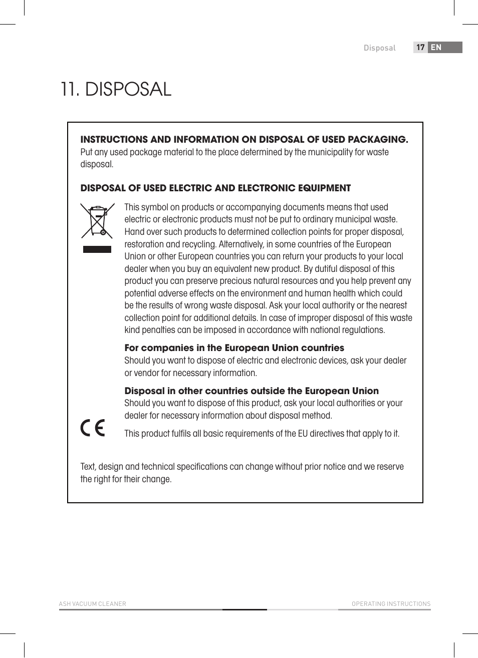 Disposal | Fieldmann FDU 2006-E User Manual | Page 17 / 148