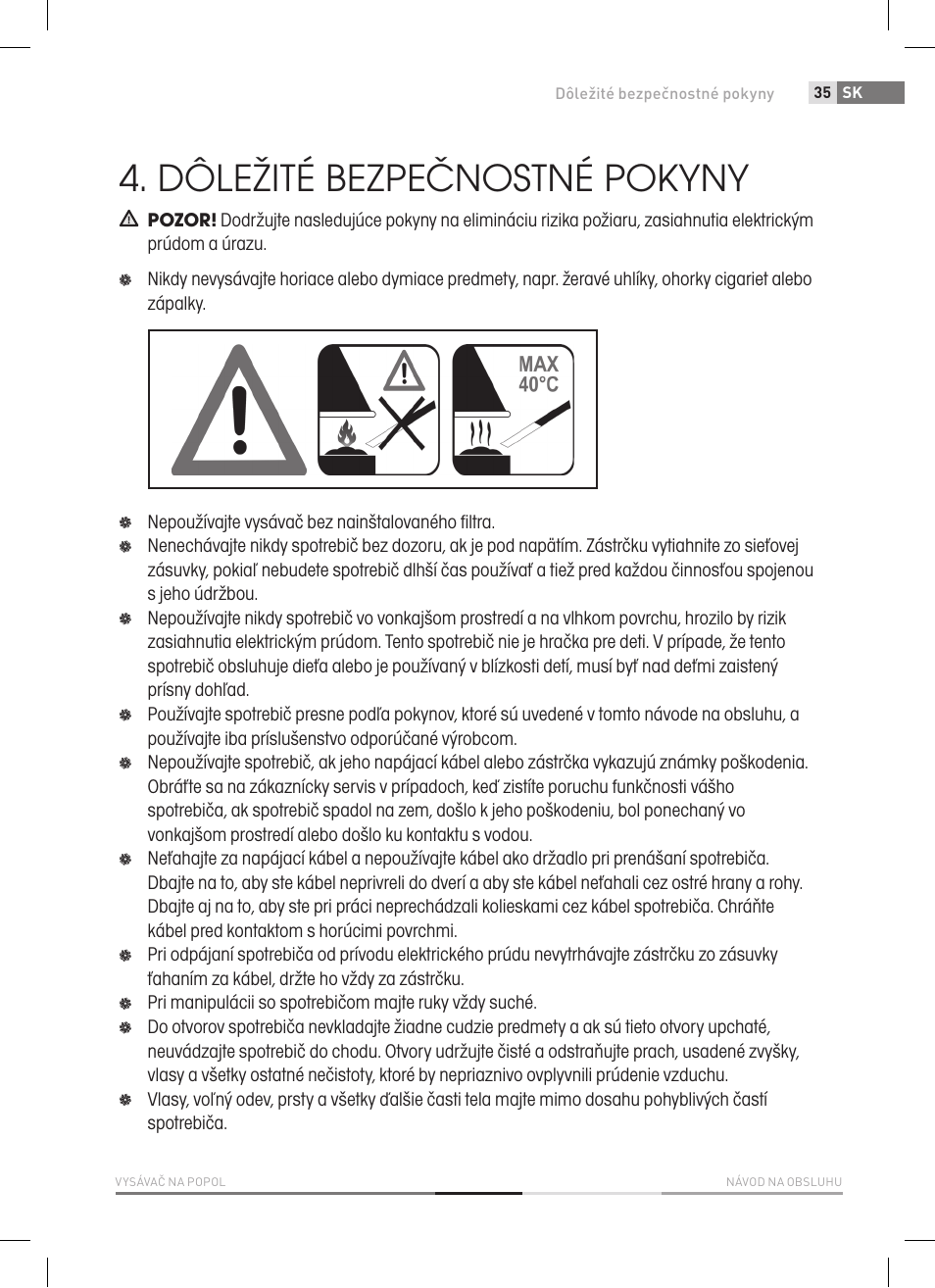 Dôležité bezpečnostné pokyny | Fieldmann FDU 2006-E User Manual | Page 35 / 148