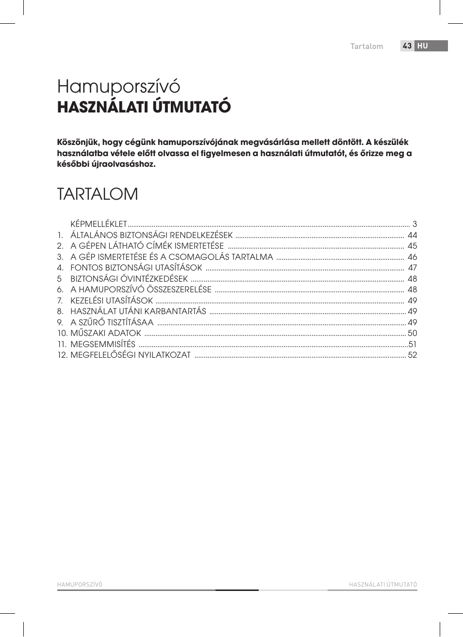 Hamuporszívó, Tartalom, Használati útmutató | Fieldmann FDU 2006-E User Manual | Page 43 / 148