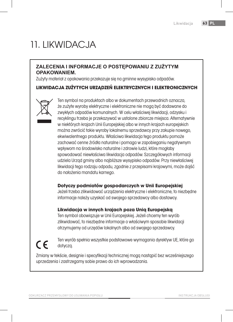 Likwidacja | Fieldmann FDU 2006-E User Manual | Page 63 / 148