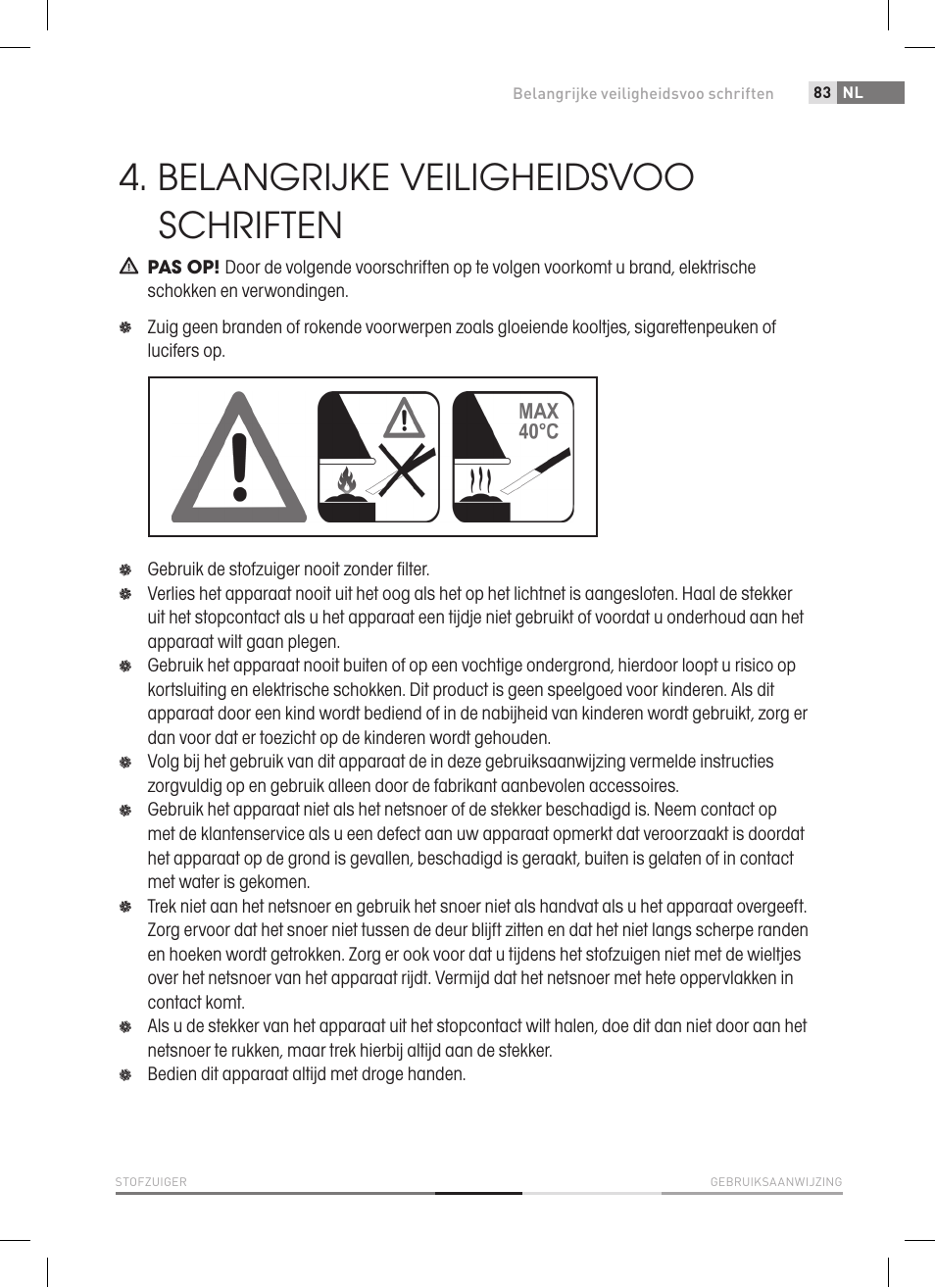 Belangrijke veiligheidsvoo schriften | Fieldmann FDU 2006-E User Manual | Page 83 / 148