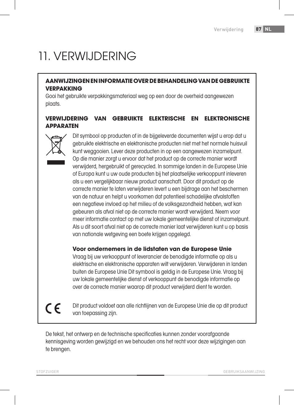 Verwijdering | Fieldmann FDU 2006-E User Manual | Page 87 / 148