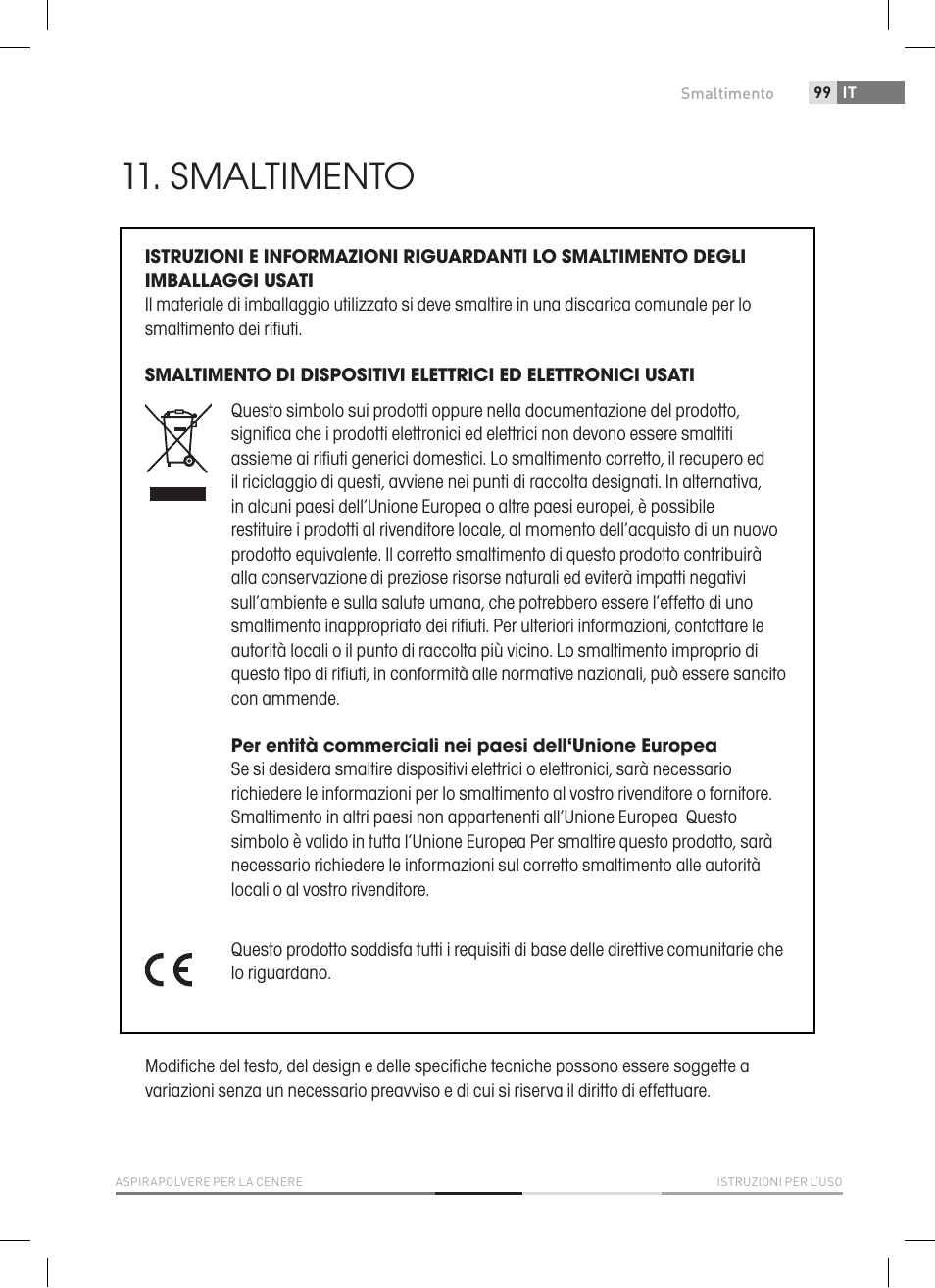 Smaltimento | Fieldmann FDU 2006-E User Manual | Page 99 / 148