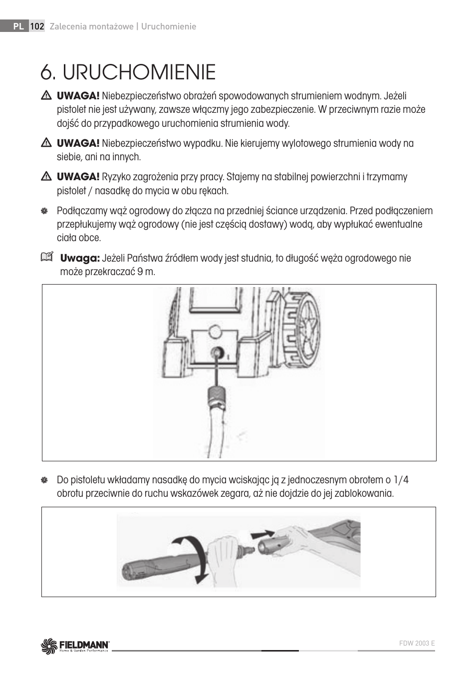 Uruchomienie | Fieldmann FDW 2003-E User Manual | Page 102 / 302