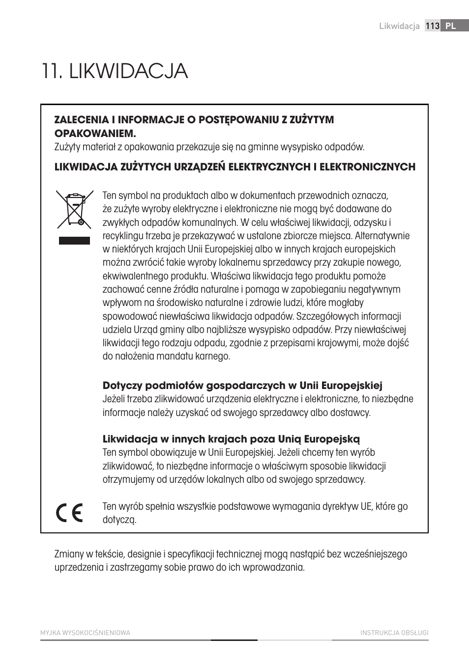 Likwidacja | Fieldmann FDW 2003-E User Manual | Page 113 / 302
