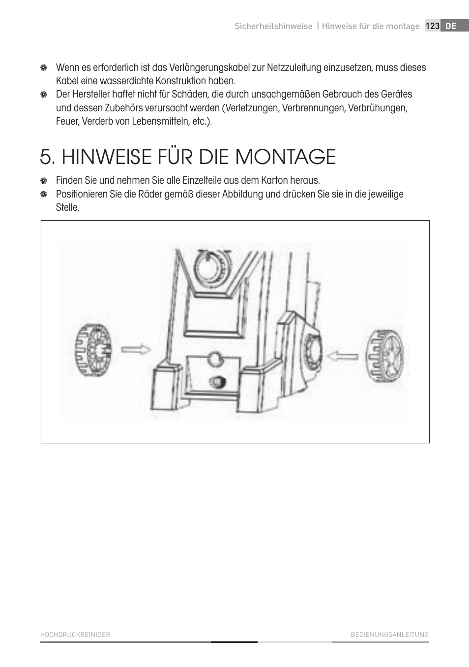 Hinweise für die montage | Fieldmann FDW 2003-E User Manual | Page 123 / 302