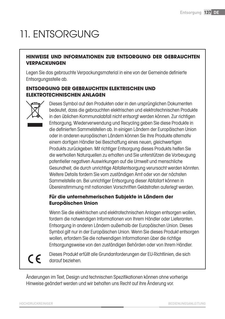 Entsorgung | Fieldmann FDW 2003-E User Manual | Page 137 / 302