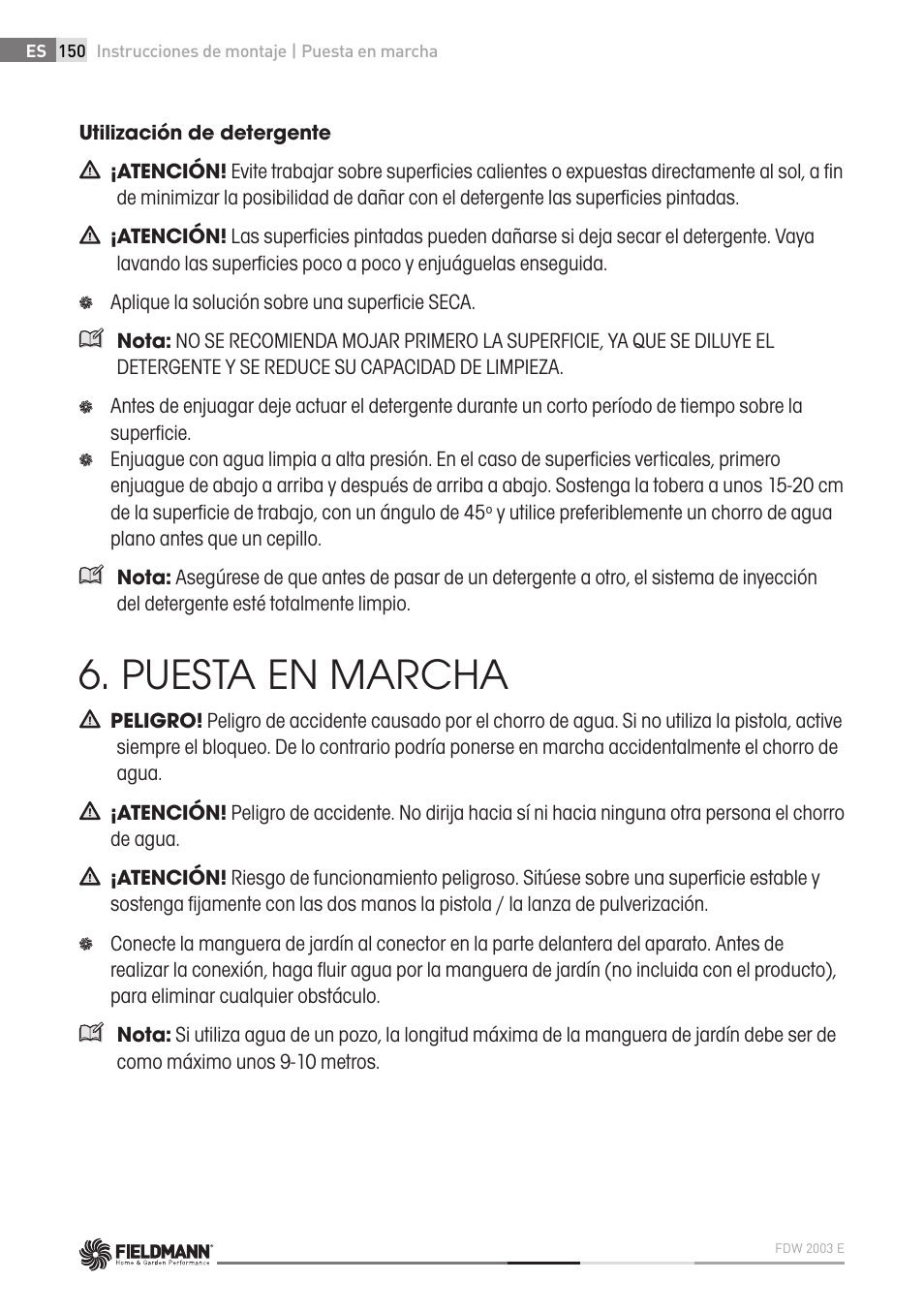 Puesta en marcha | Fieldmann FDW 2003-E User Manual | Page 150 / 302