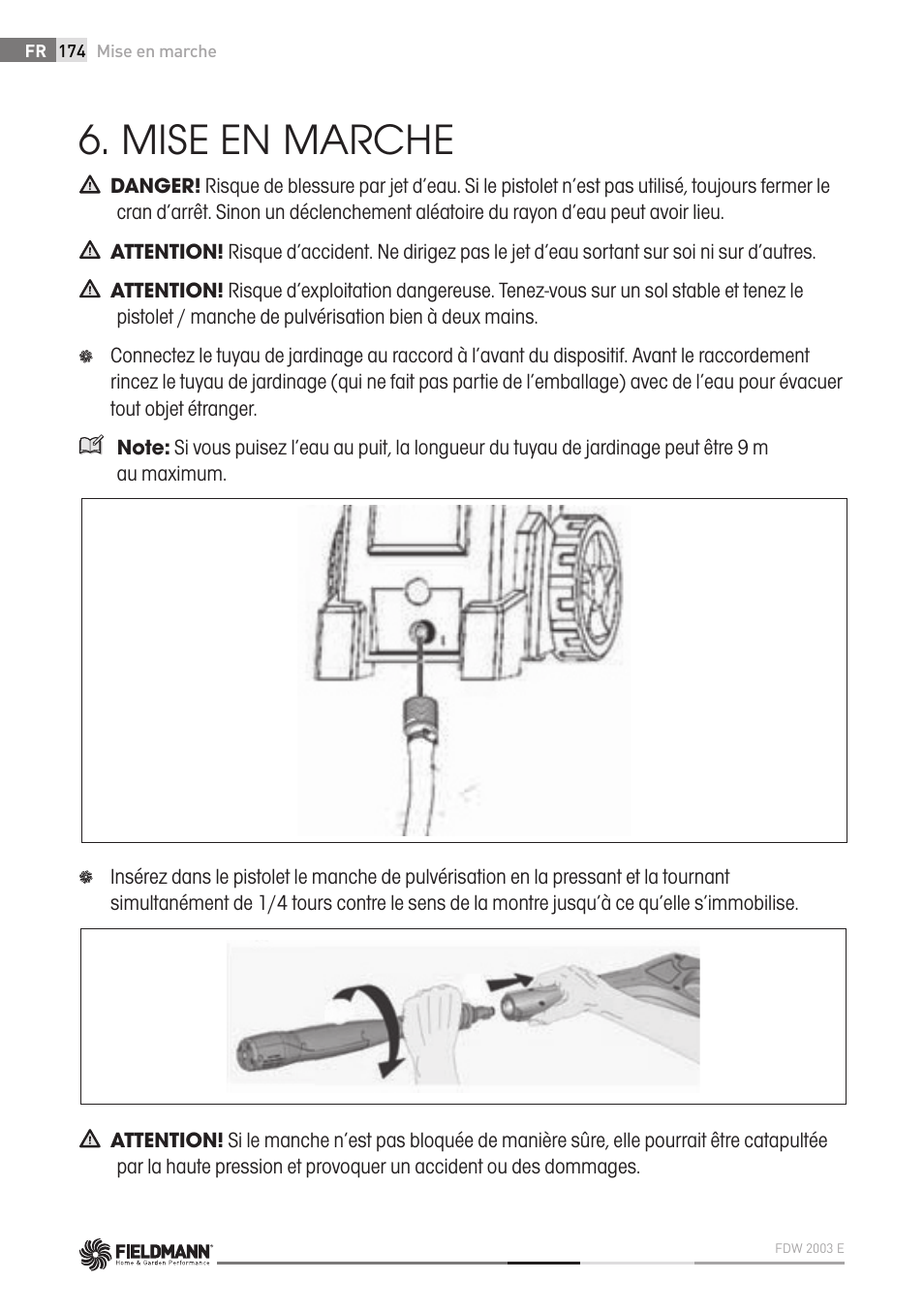 Mise en marche | Fieldmann FDW 2003-E User Manual | Page 174 / 302