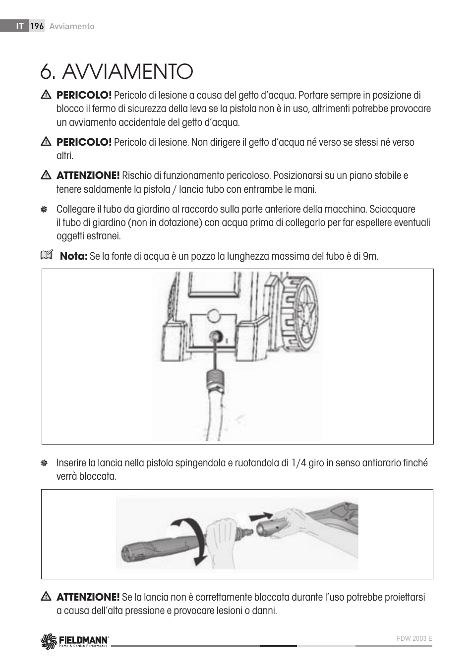 Avviamento | Fieldmann FDW 2003-E User Manual | Page 196 / 302