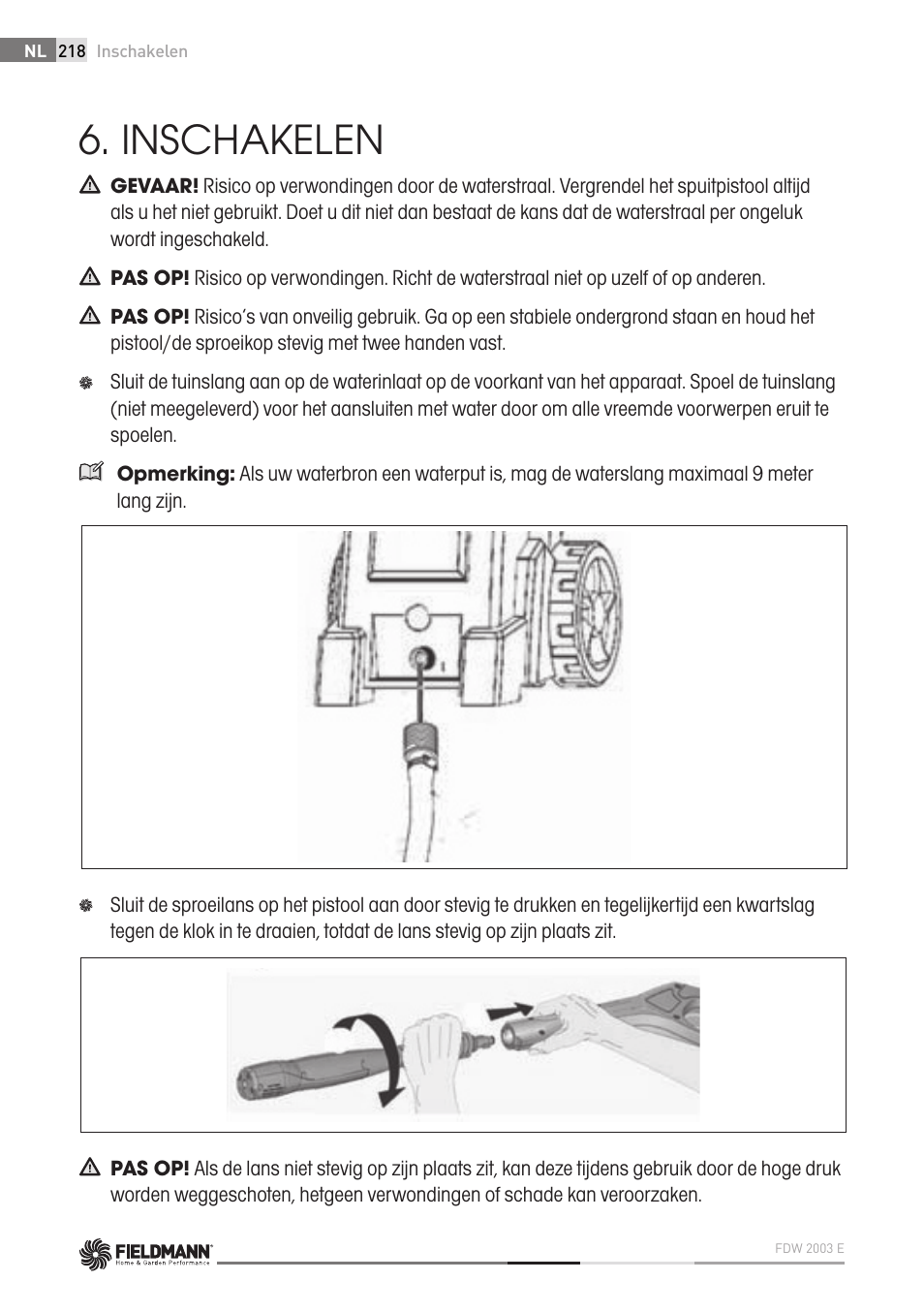 Inschakelen | Fieldmann FDW 2003-E User Manual | Page 218 / 302