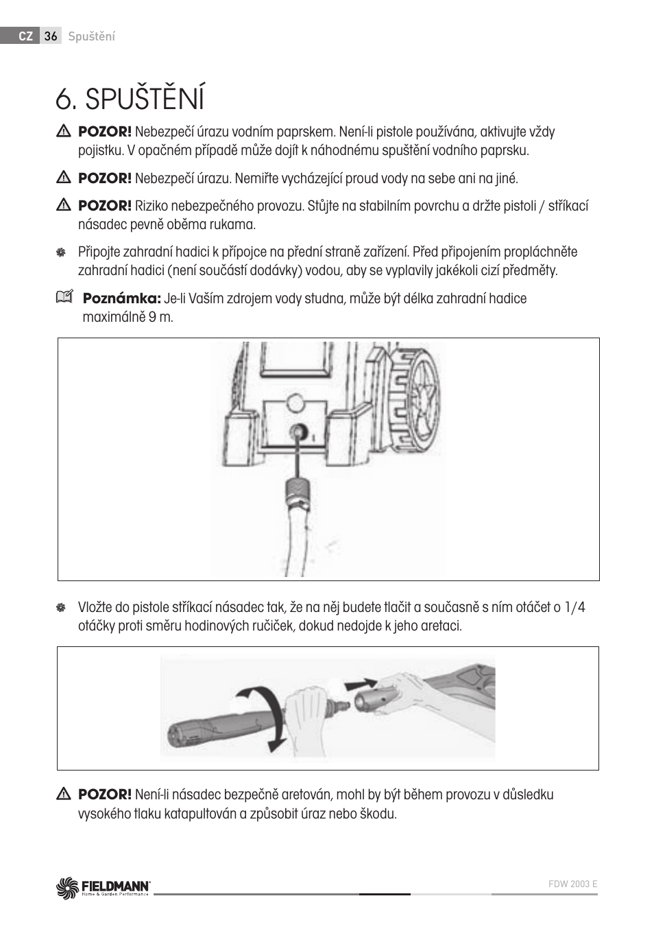 Spuštění | Fieldmann FDW 2003-E User Manual | Page 36 / 302