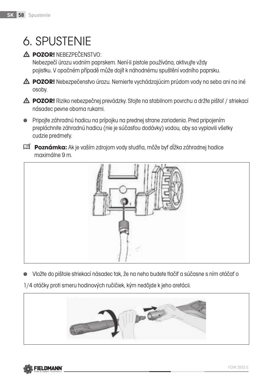 Spustenie | Fieldmann FDW 2003-E User Manual | Page 58 / 302