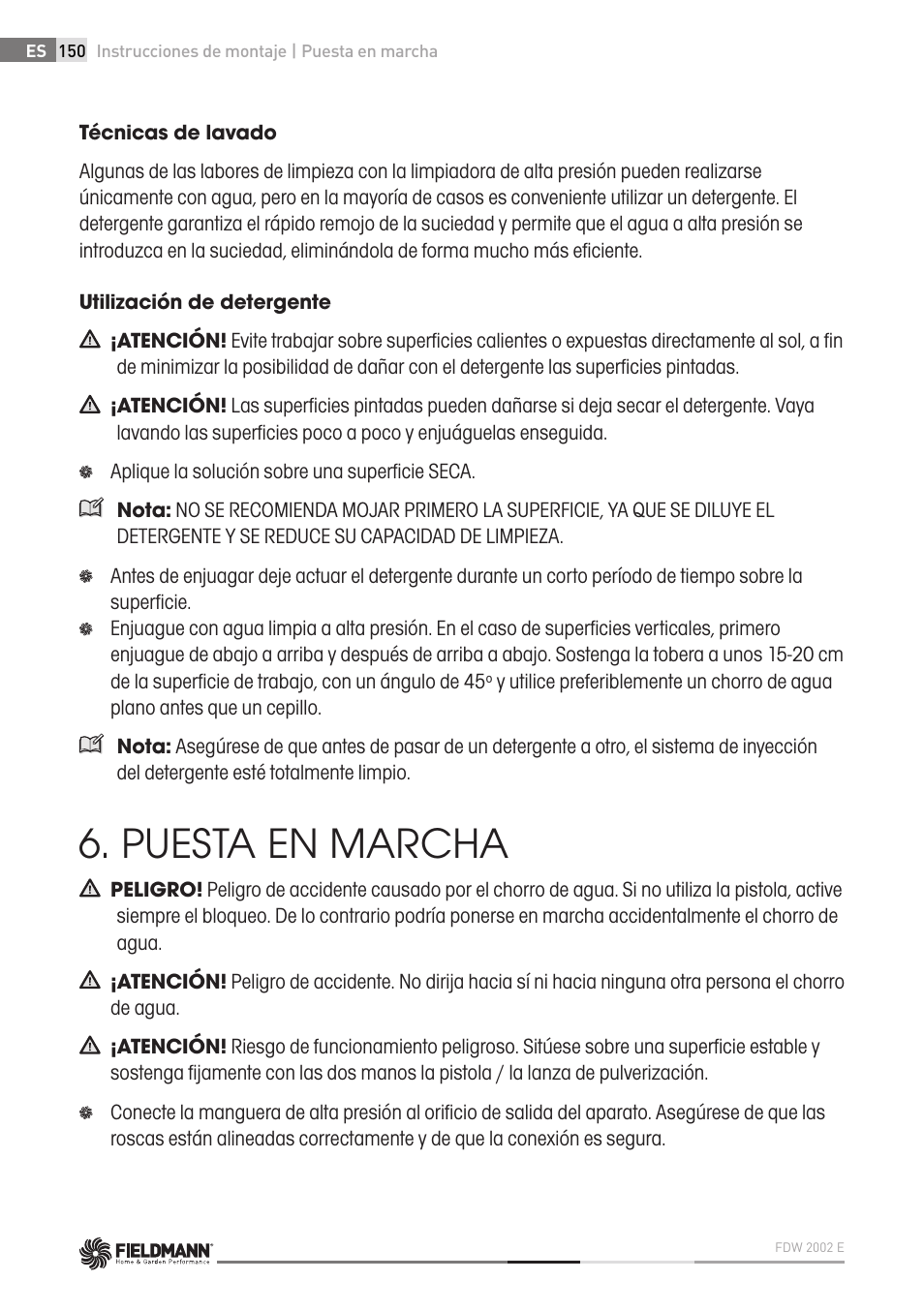 Puesta en marcha | Fieldmann FDW 2002-E User Manual | Page 150 / 302