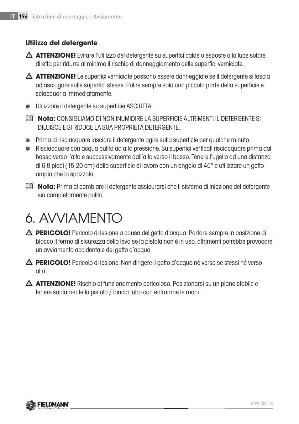Avviamento | Fieldmann FDW 2002-E User Manual | Page 196 / 302
