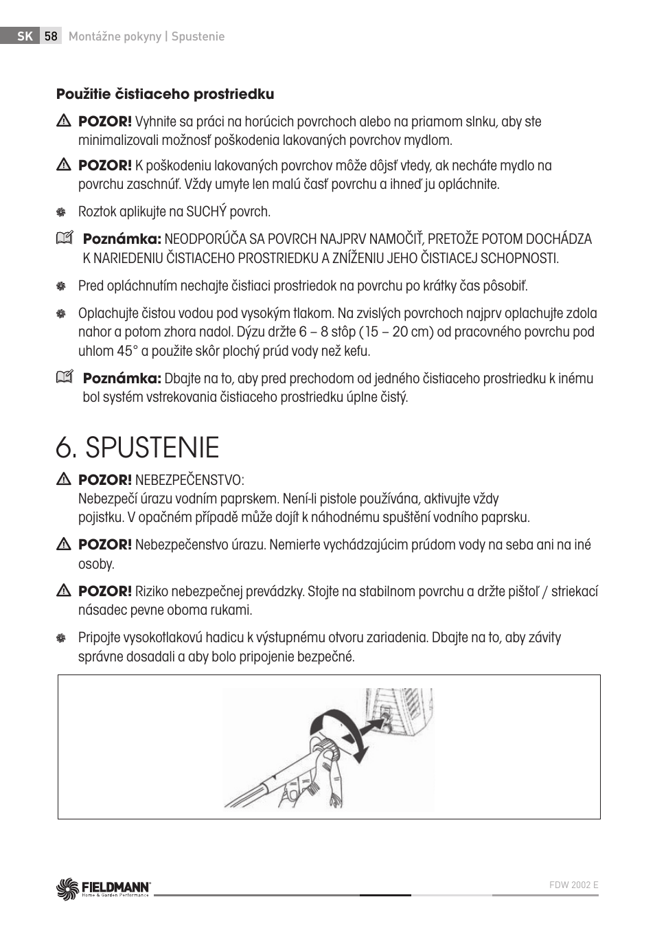 Spustenie | Fieldmann FDW 2002-E User Manual | Page 58 / 302