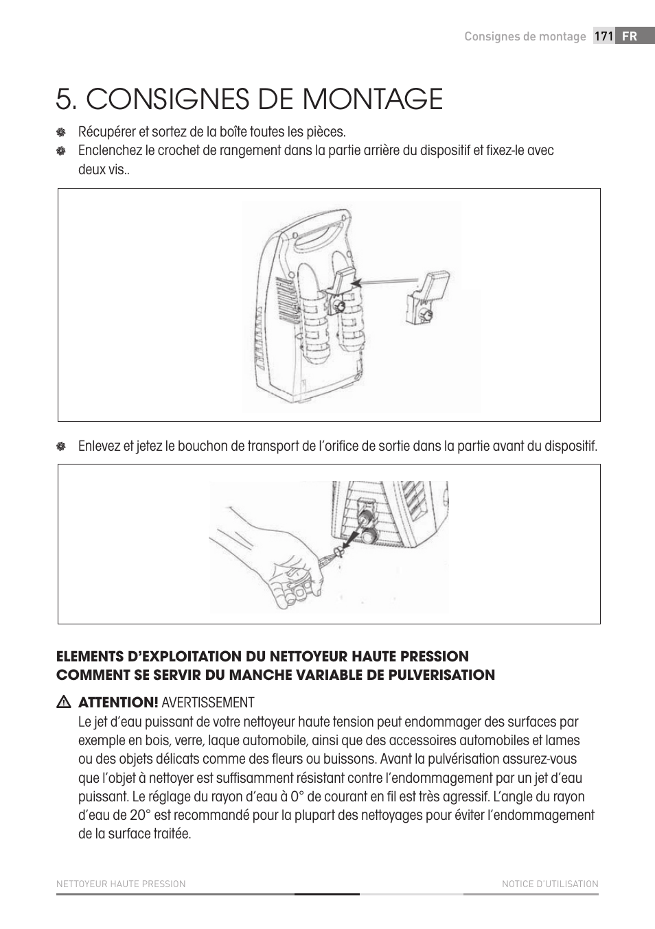 Consignes de montage | Fieldmann FDW 2001-E User Manual | Page 171 / 302