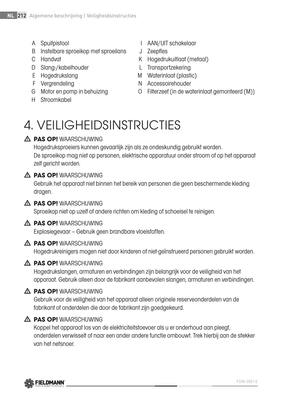 Veiligheidsinstructies | Fieldmann FDW 2001-E User Manual | Page 212 / 302