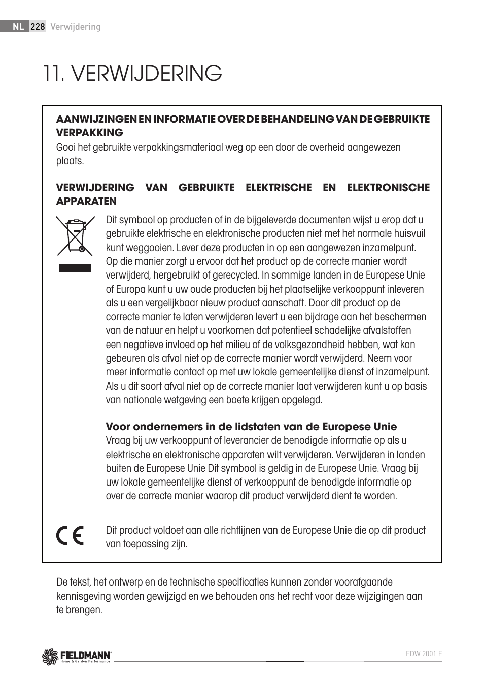 Verwijdering | Fieldmann FDW 2001-E User Manual | Page 228 / 302