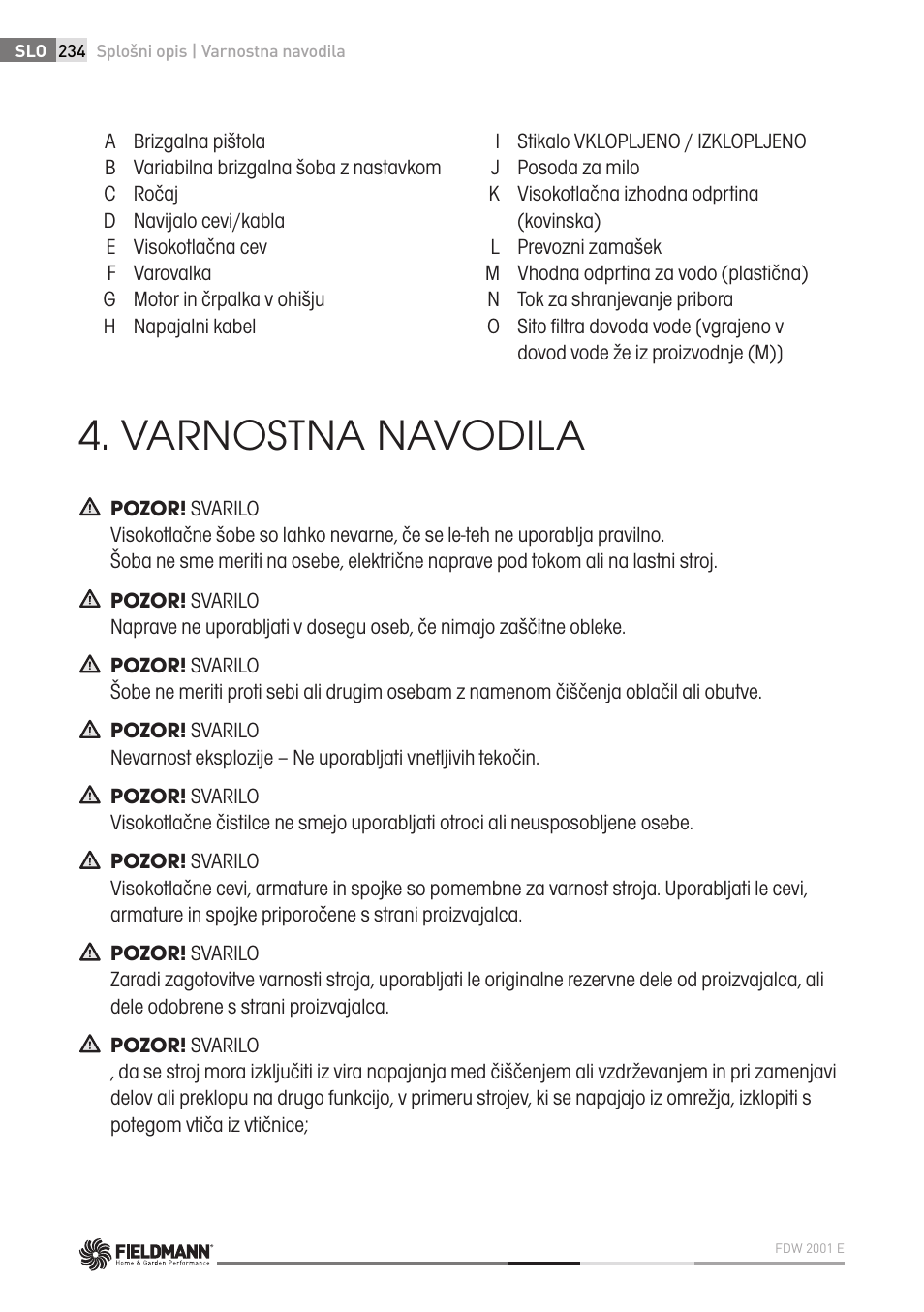 Varnostna navodila | Fieldmann FDW 2001-E User Manual | Page 234 / 302
