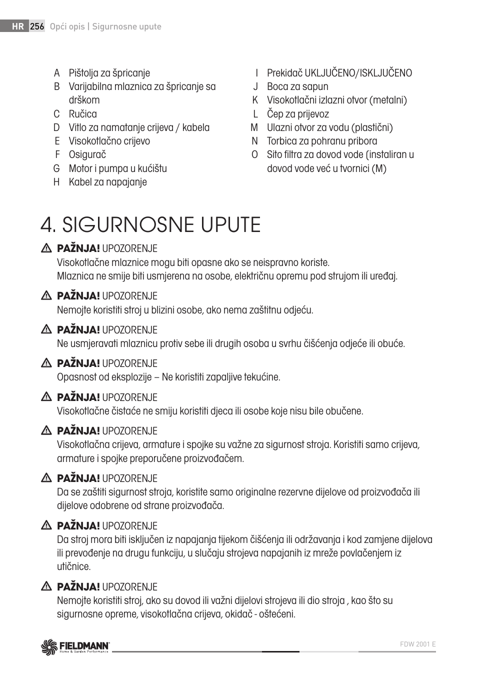 Sigurnosne upute | Fieldmann FDW 2001-E User Manual | Page 256 / 302