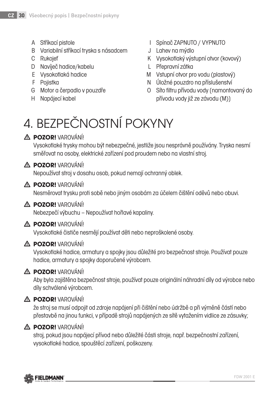 Bezpečnostní pokyny | Fieldmann FDW 2001-E User Manual | Page 30 / 302
