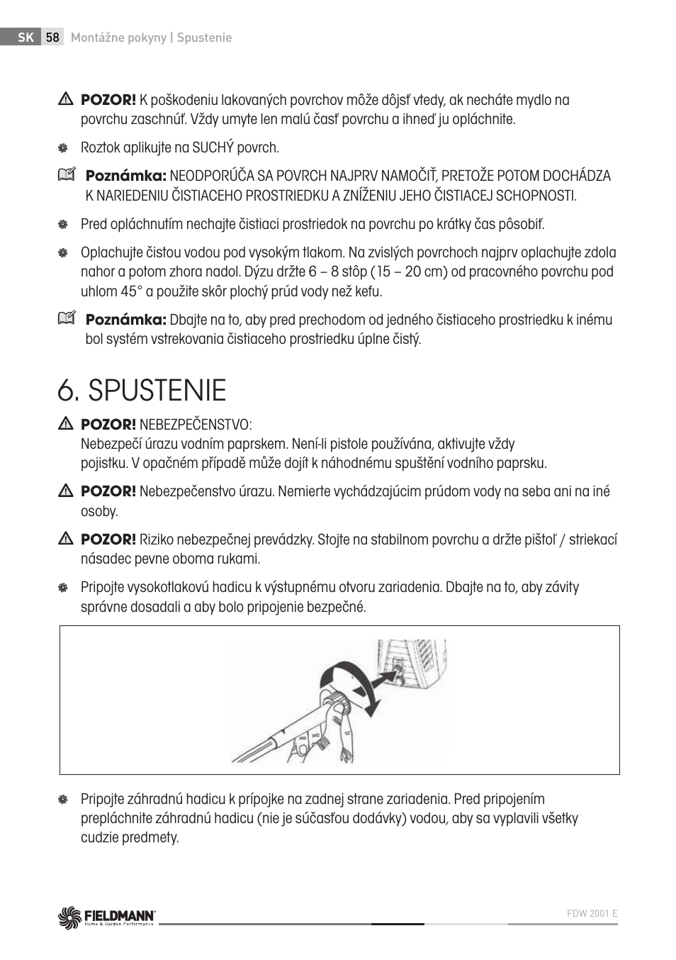 Spustenie | Fieldmann FDW 2001-E User Manual | Page 58 / 302