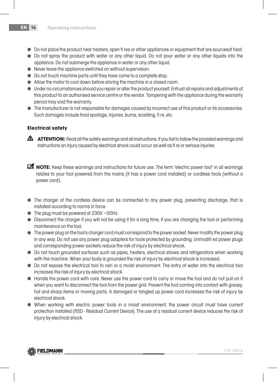 Fieldmann FDV 1002-A User Manual | Page 14 / 114