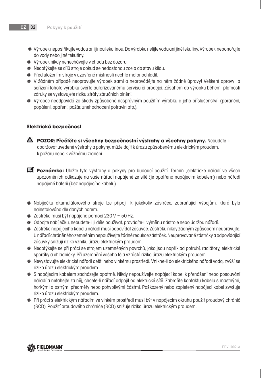 Fieldmann FDV 1002-A User Manual | Page 32 / 114