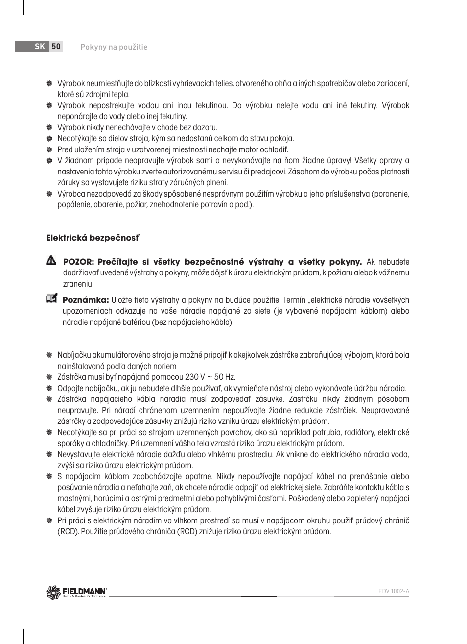 Fieldmann FDV 1002-A User Manual | Page 50 / 114