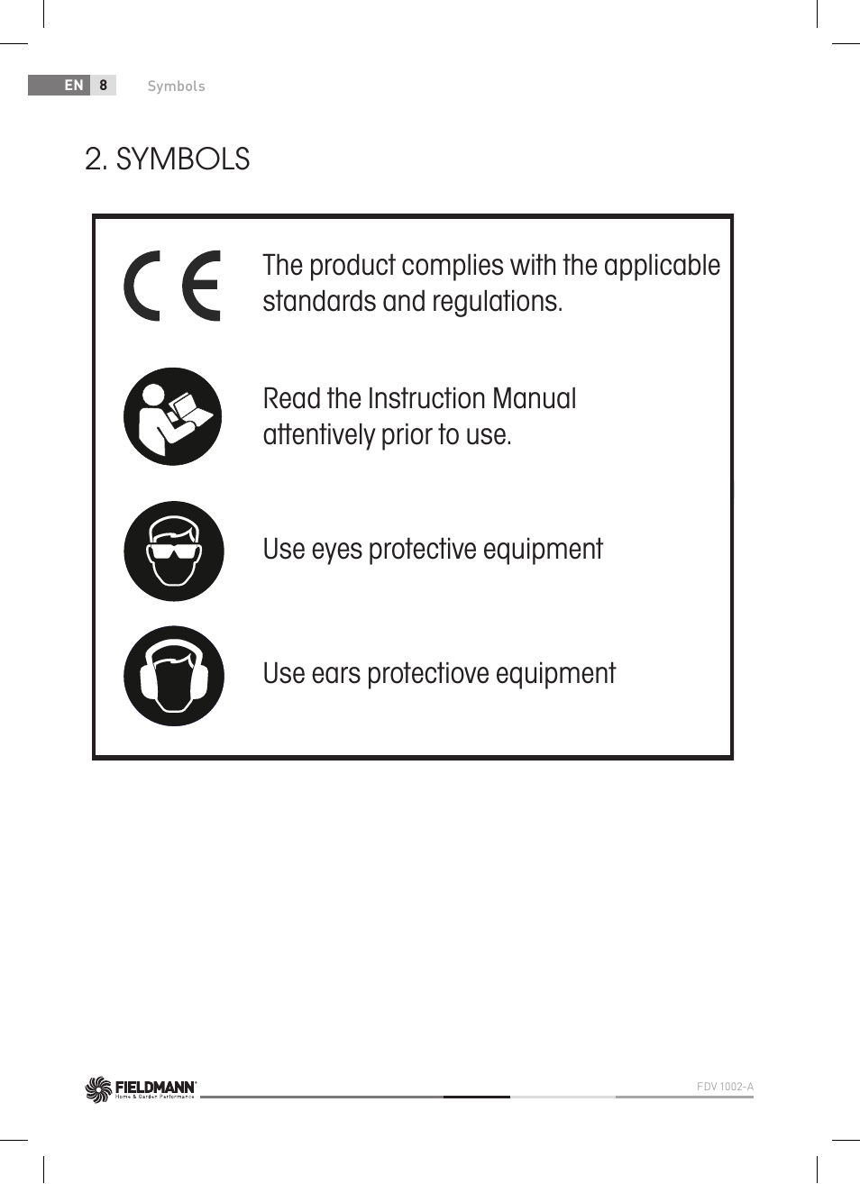 Symbols | Fieldmann FDV 1002-A User Manual | Page 8 / 114