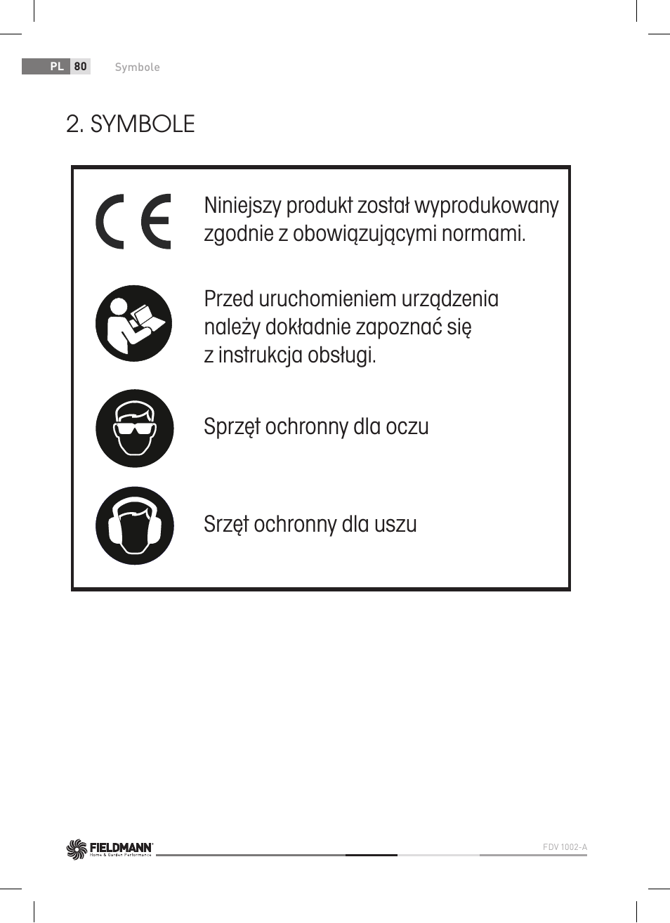 Symbole, Gwint przyrządut | Fieldmann FDV 1002-A User Manual | Page 80 / 114