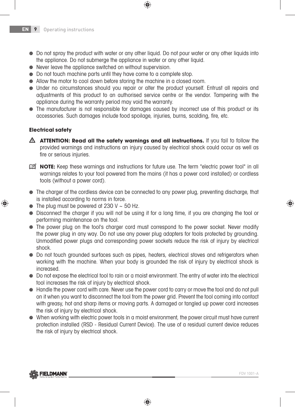 Fieldmann FDV 1001-A User Manual | Page 10 / 100