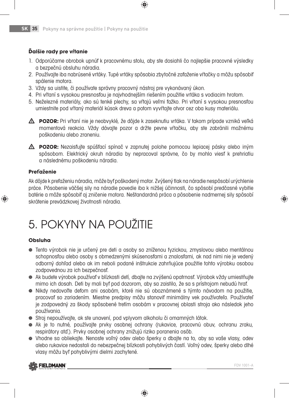 Pokyny na použitie | Fieldmann FDV 1001-A User Manual | Page 36 / 100
