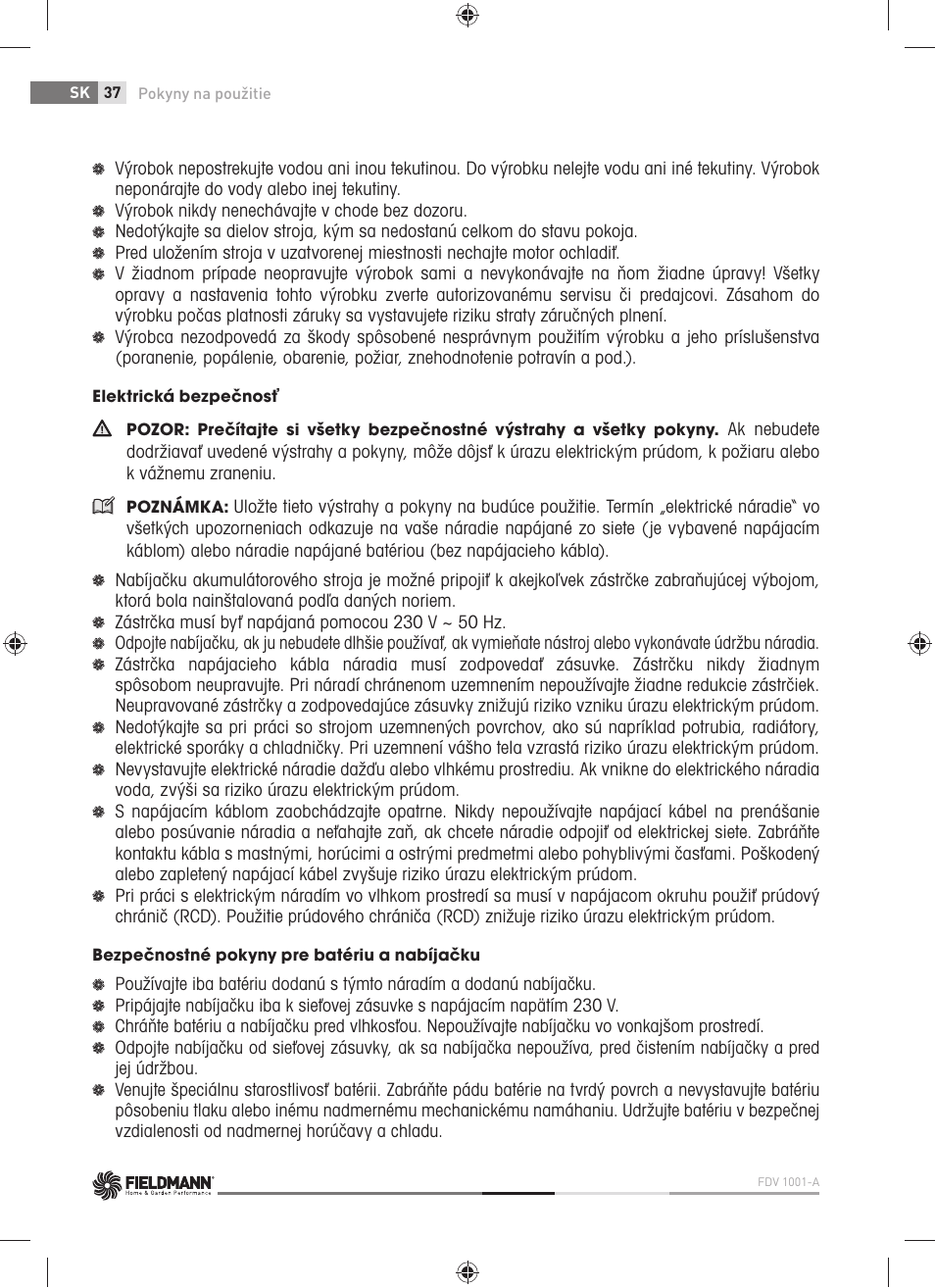Fieldmann FDV 1001-A User Manual | Page 38 / 100