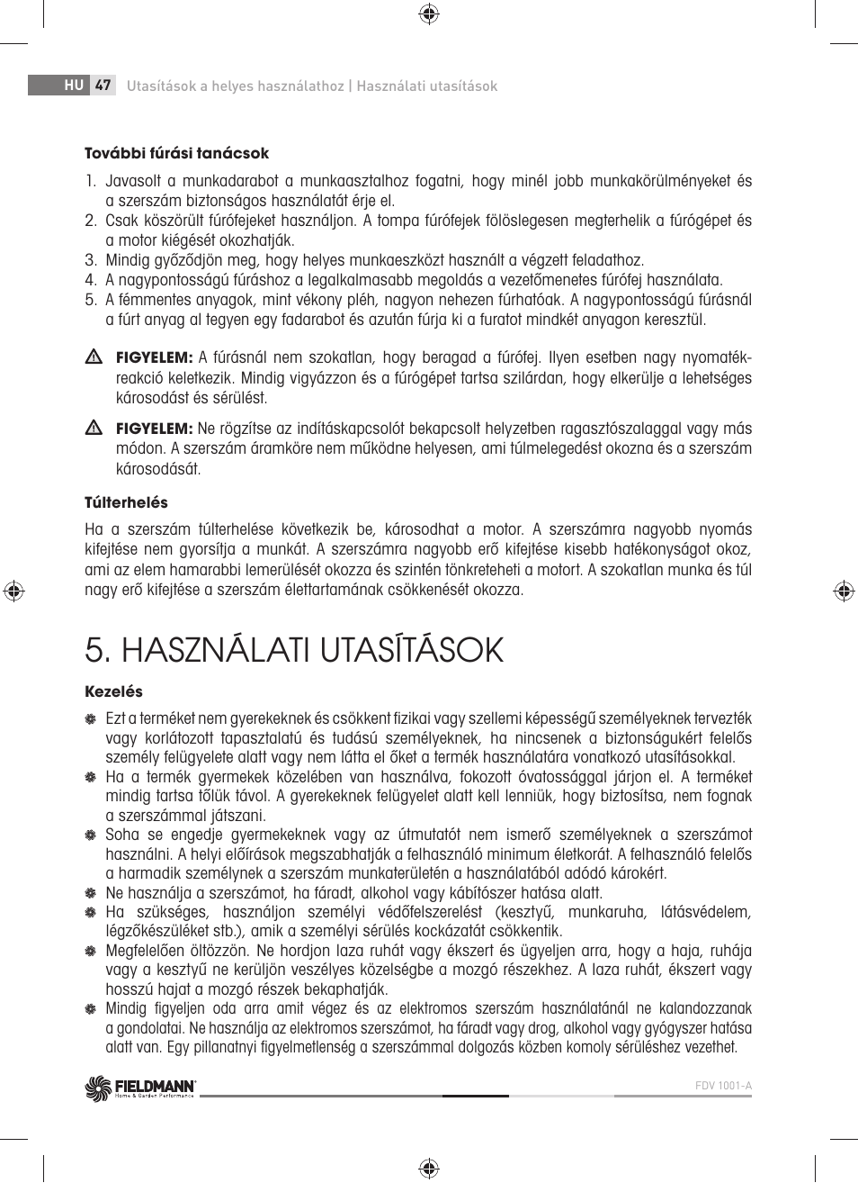 Használati utasítások | Fieldmann FDV 1001-A User Manual | Page 48 / 100