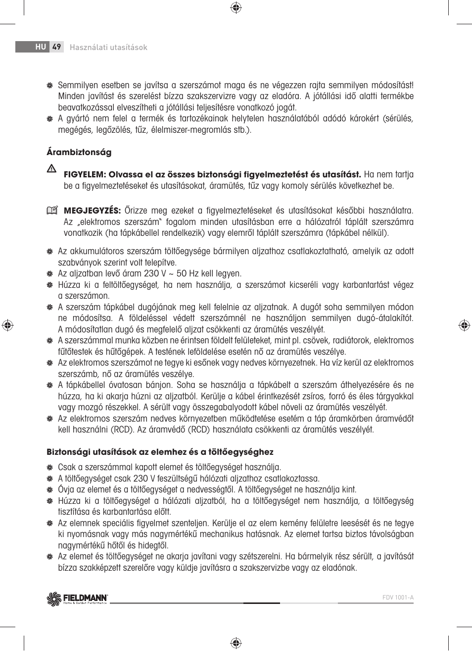 Fieldmann FDV 1001-A User Manual | Page 50 / 100