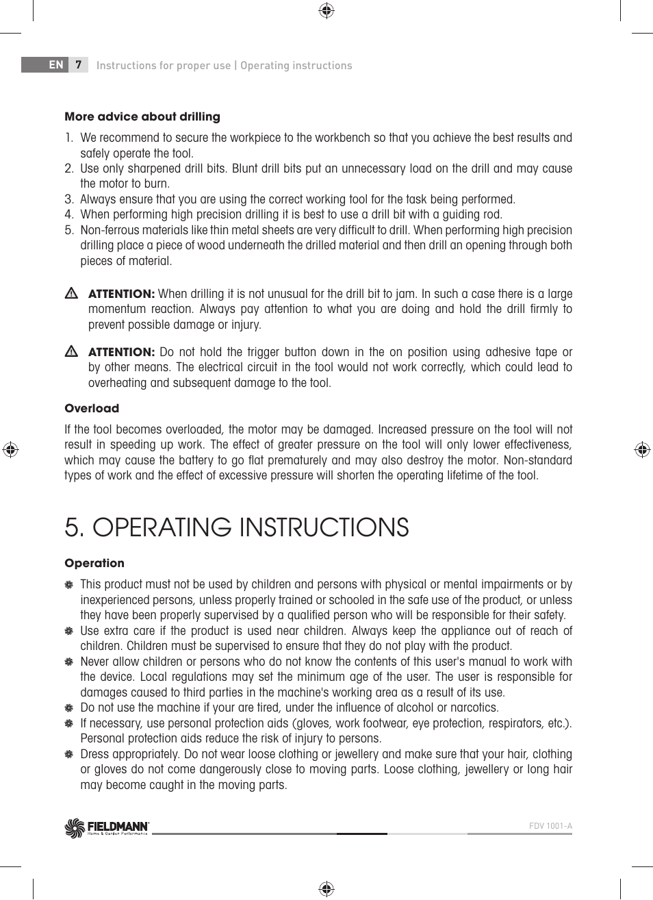 Operating instructions | Fieldmann FDV 1001-A User Manual | Page 8 / 100