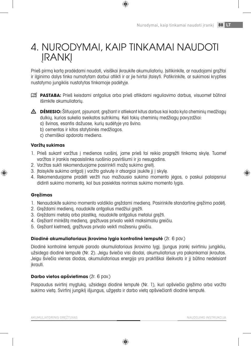 Nurodymai, kaip tinkamai naudoti įrankį | Fieldmann FDV 1001-A User Manual | Page 89 / 100