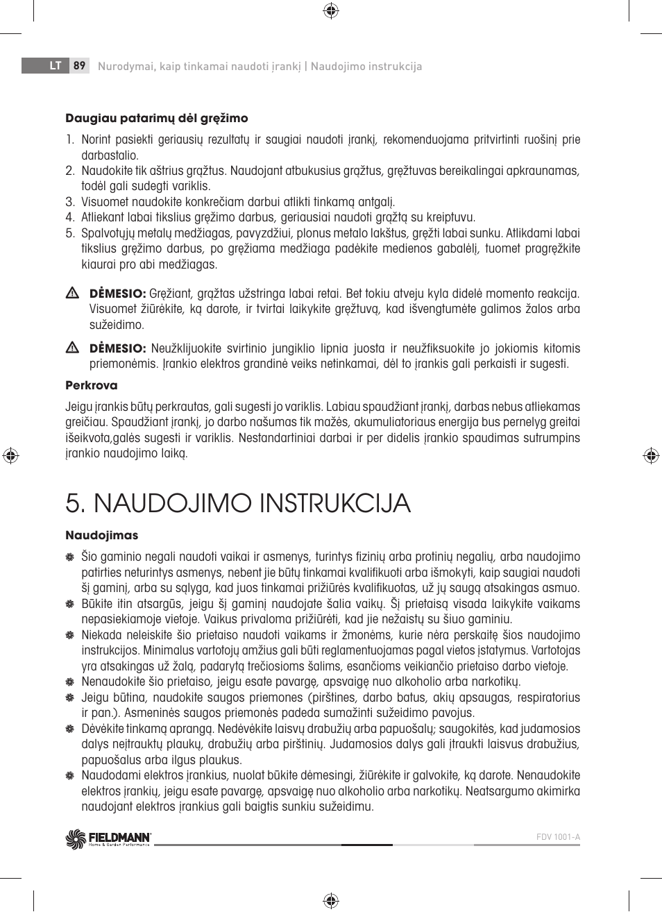 Naudojimo instrukcija | Fieldmann FDV 1001-A User Manual | Page 90 / 100