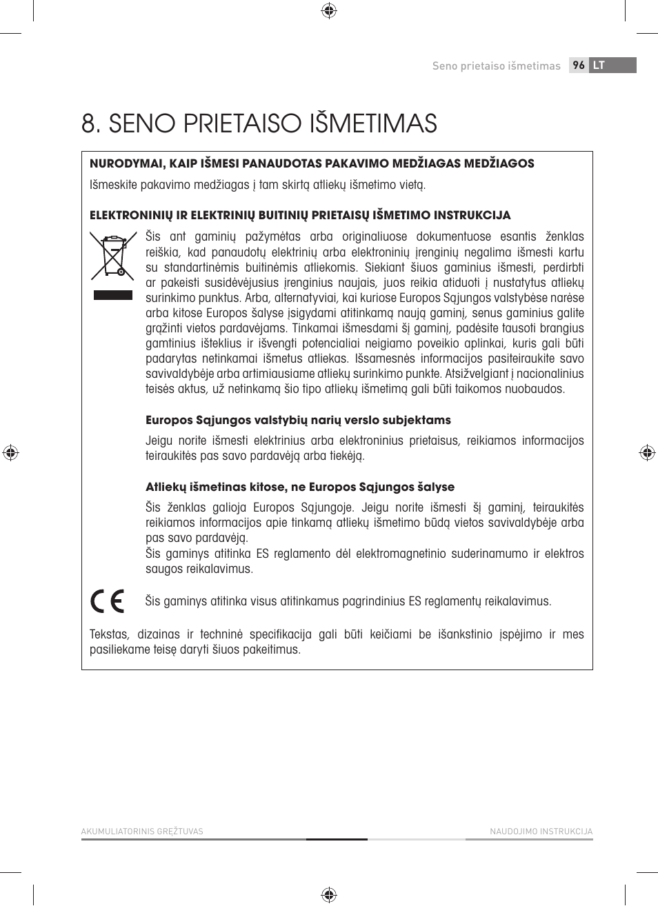 Seno prietaiso išmetimas | Fieldmann FDV 1001-A User Manual | Page 97 / 100