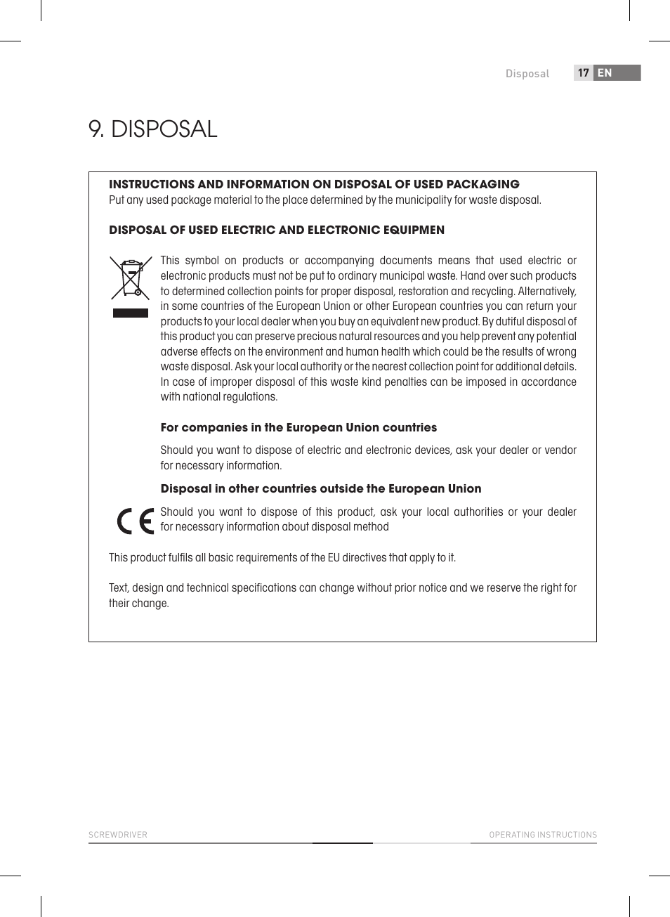 Disposal | Fieldmann FDS 1012-A User Manual | Page 17 / 102