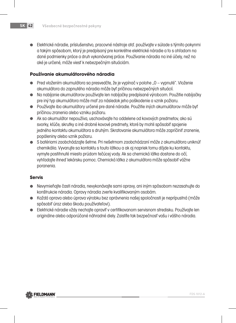 Fieldmann FDS 1012-A User Manual | Page 42 / 102