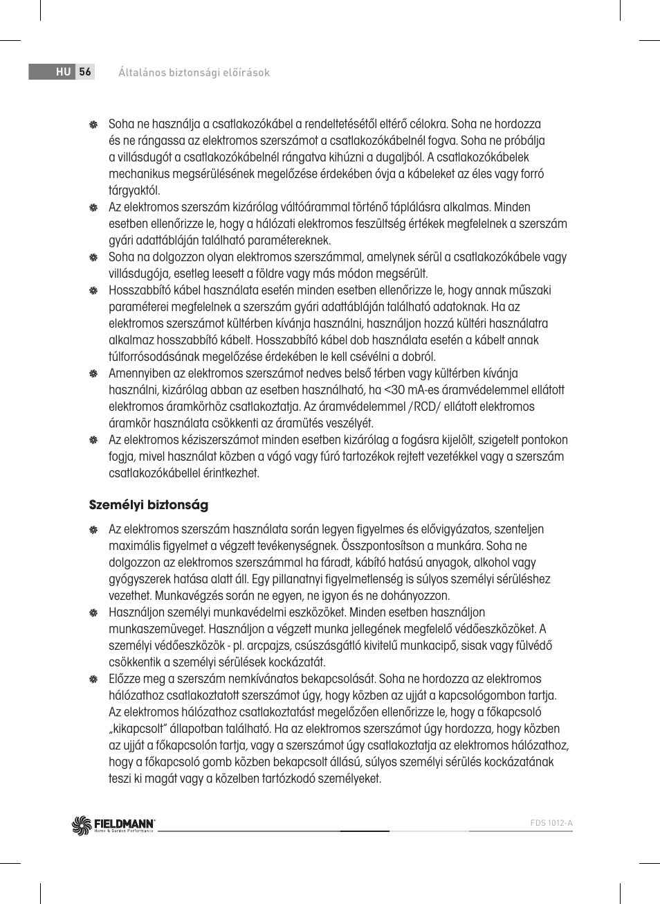 Fieldmann FDS 1012-A User Manual | Page 56 / 102