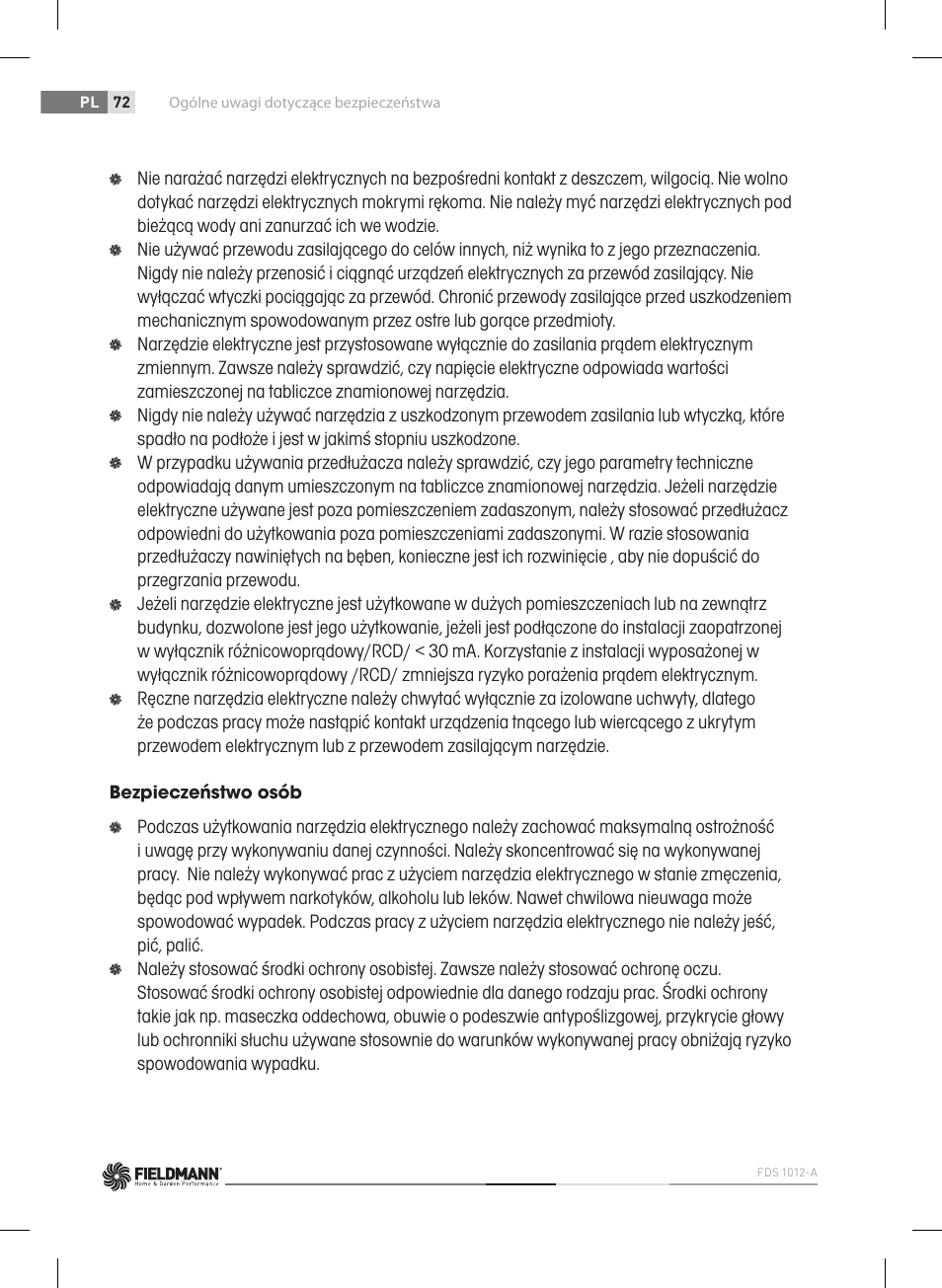Fieldmann FDS 1012-A User Manual | Page 72 / 102