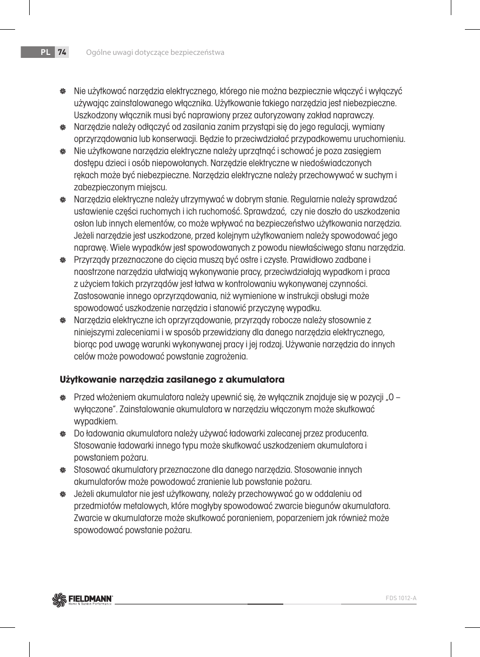 Fieldmann FDS 1012-A User Manual | Page 74 / 102