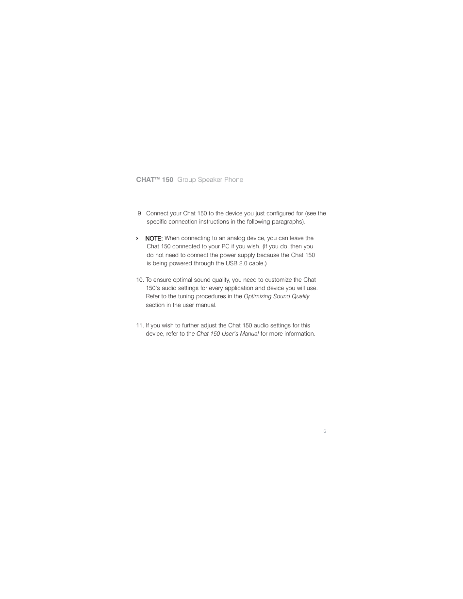 ClearOne comm CHATTM 150 User Manual | Page 8 / 22