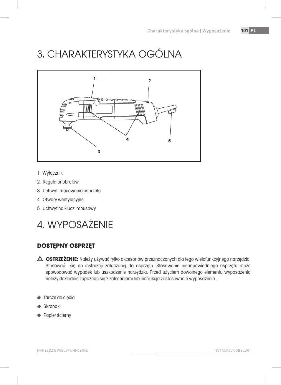 Charakterystyka ogólna, Wyposażenie | Fieldmann FDB 2005-E User Manual | Page 101 / 138
