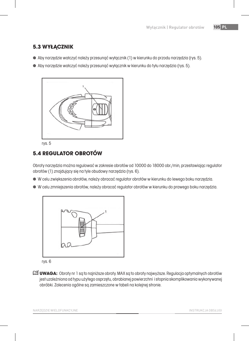 3 wyłącznik, 4 regulator obrotów | Fieldmann FDB 2005-E User Manual | Page 105 / 138