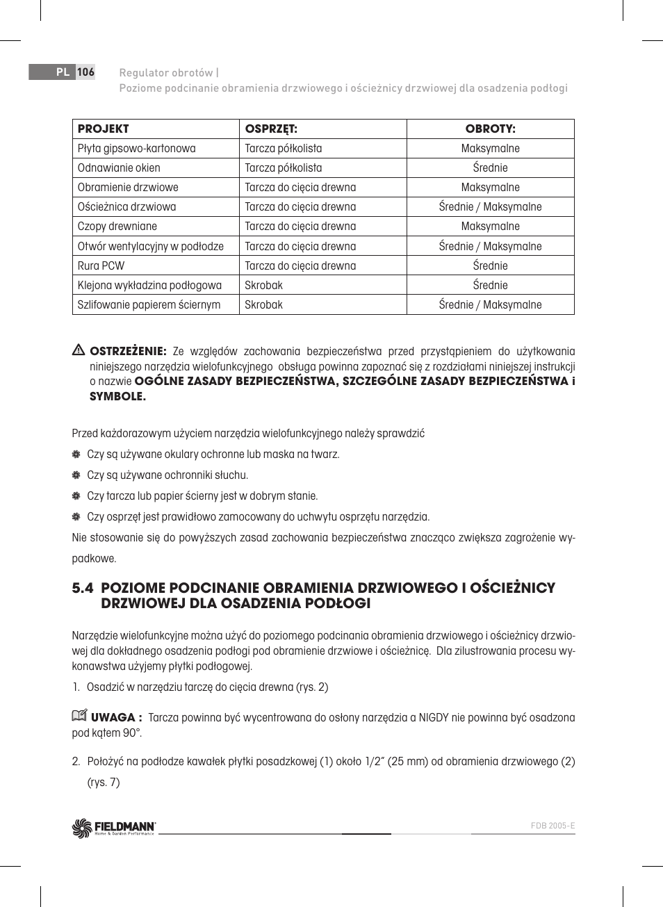 Fieldmann FDB 2005-E User Manual | Page 106 / 138